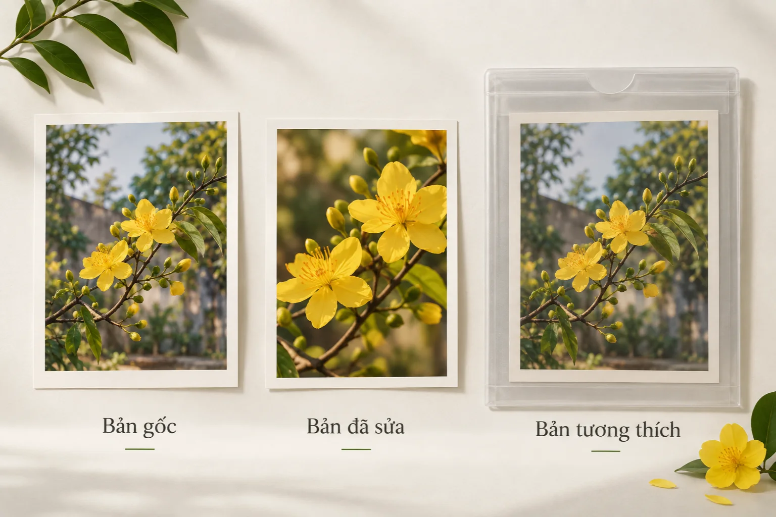 Ba bản cùng một cành mai: bản gốc, bản đã chỉnh, bản tương thích